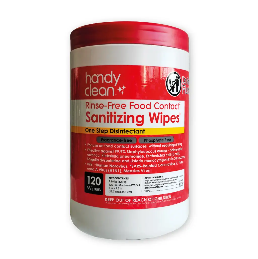 Rinse-Free Food contact Sanitizing Wipes (caja)