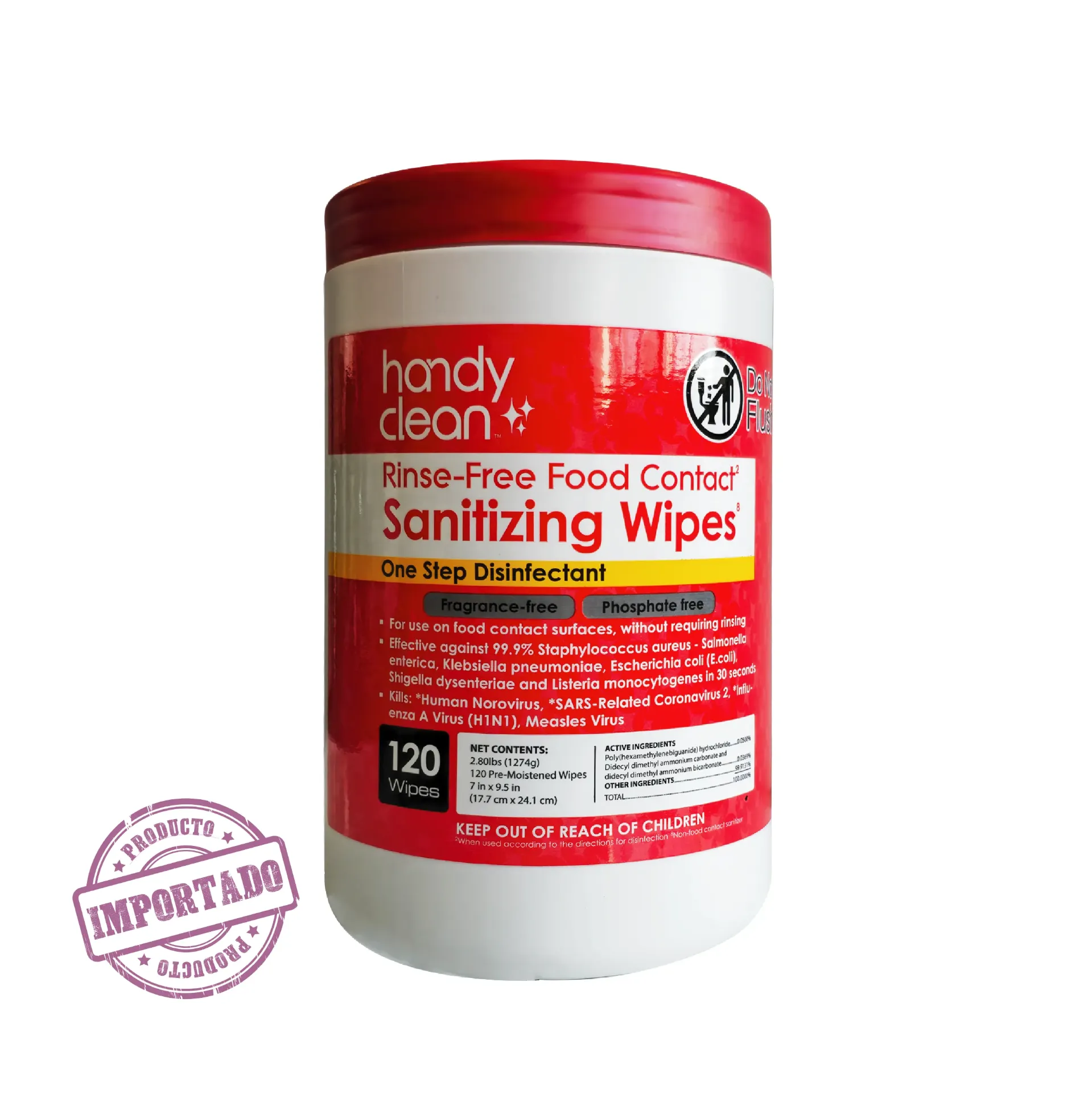 Rinse-Free Food contact Sanitizing Wipes (caja)