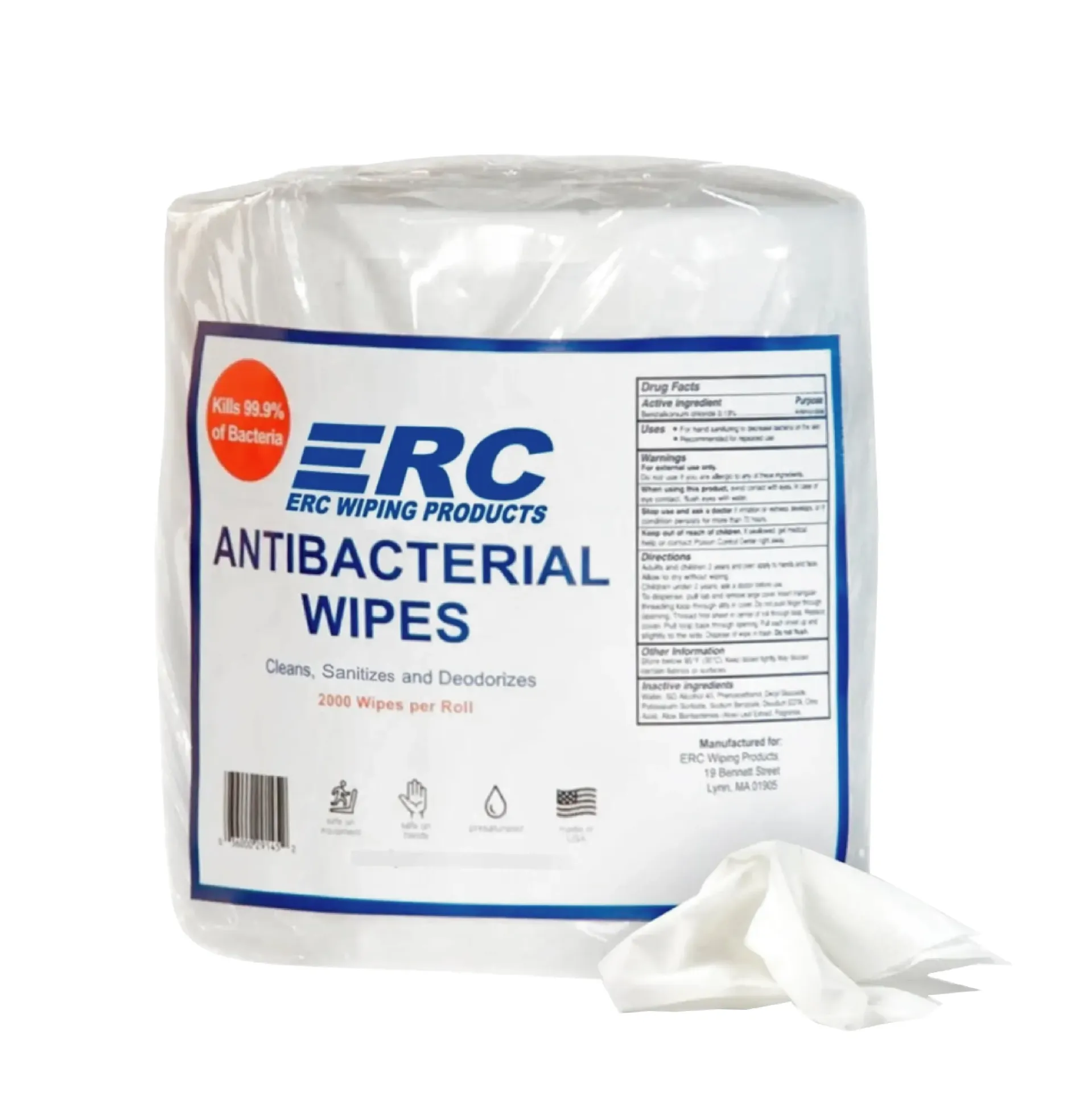 Rollo antibacterial con 2,000 toallitas